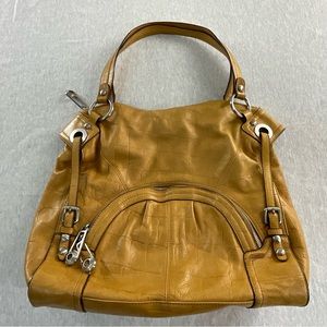 B.MAKOWSKY 100% LEATHER BODY AND TRIM WOMEN’S SATCHEL BAG/PURSE COLOR: MUSTARD